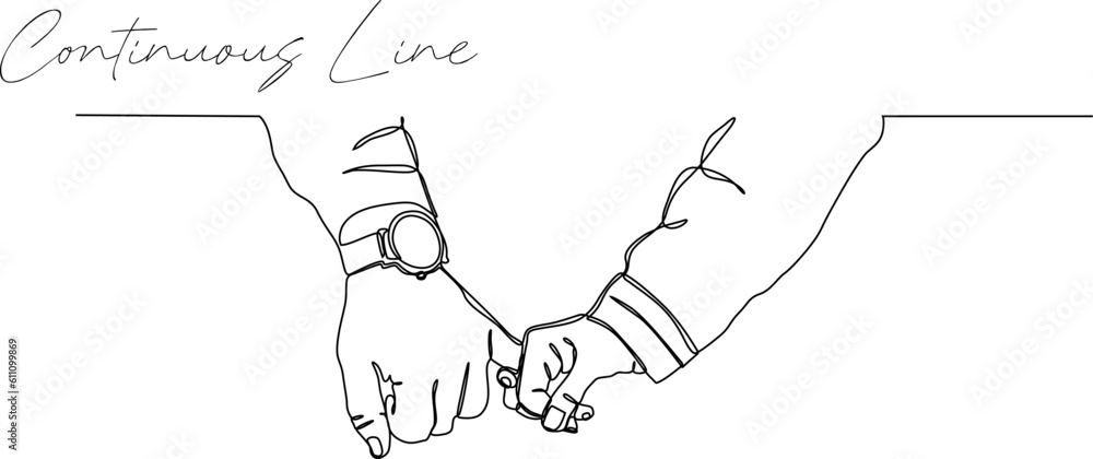 continuous line illustration of hands holding hands continuous line illustration of hands holding hands