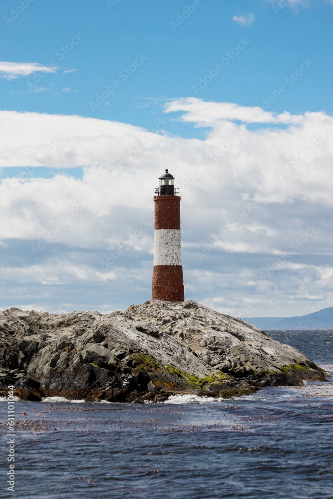 Les Eclaireurs Lighthouse. Better known as the Lighthouse at the End of the World. Located in the Beagle Channel, Ushuaia, Argentina