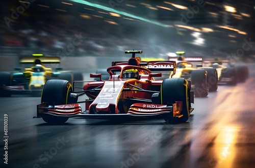 f1 race cars speeding