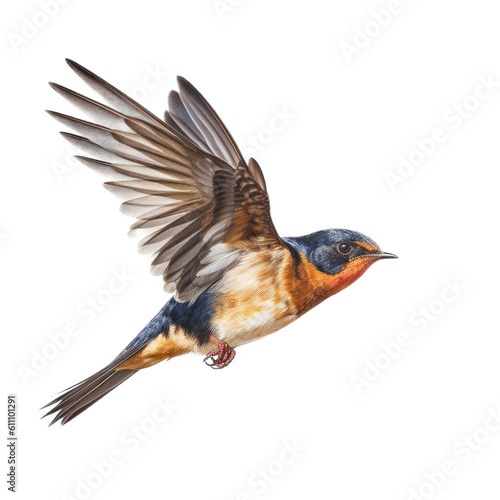an Elegant, Barn Swallow, in flight, Nature-themed, photorealistic illustrations in a PNG, cutout, and isolated. Generative AI © Purple Penguin GFX