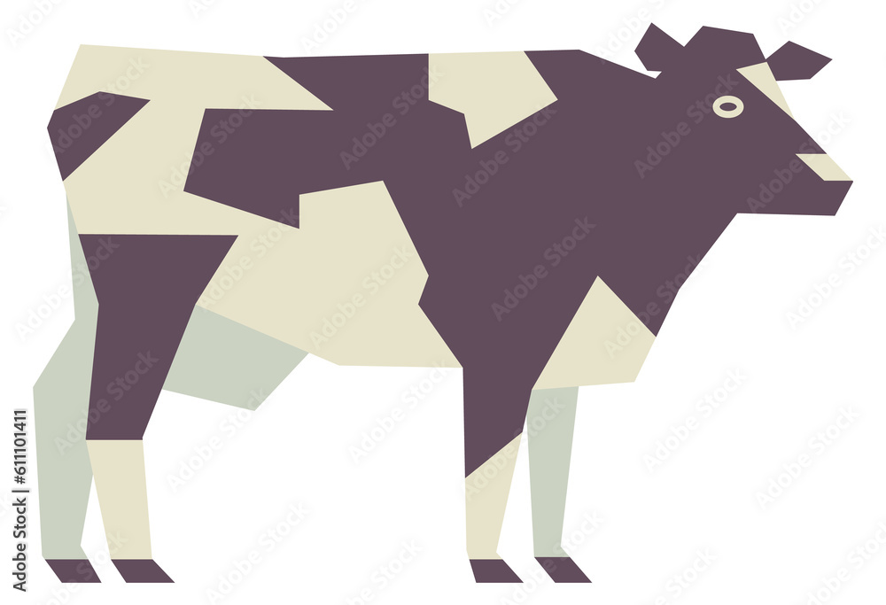 Obraz premium Polygonal cow icon. Farm animal. Cattle symbol
