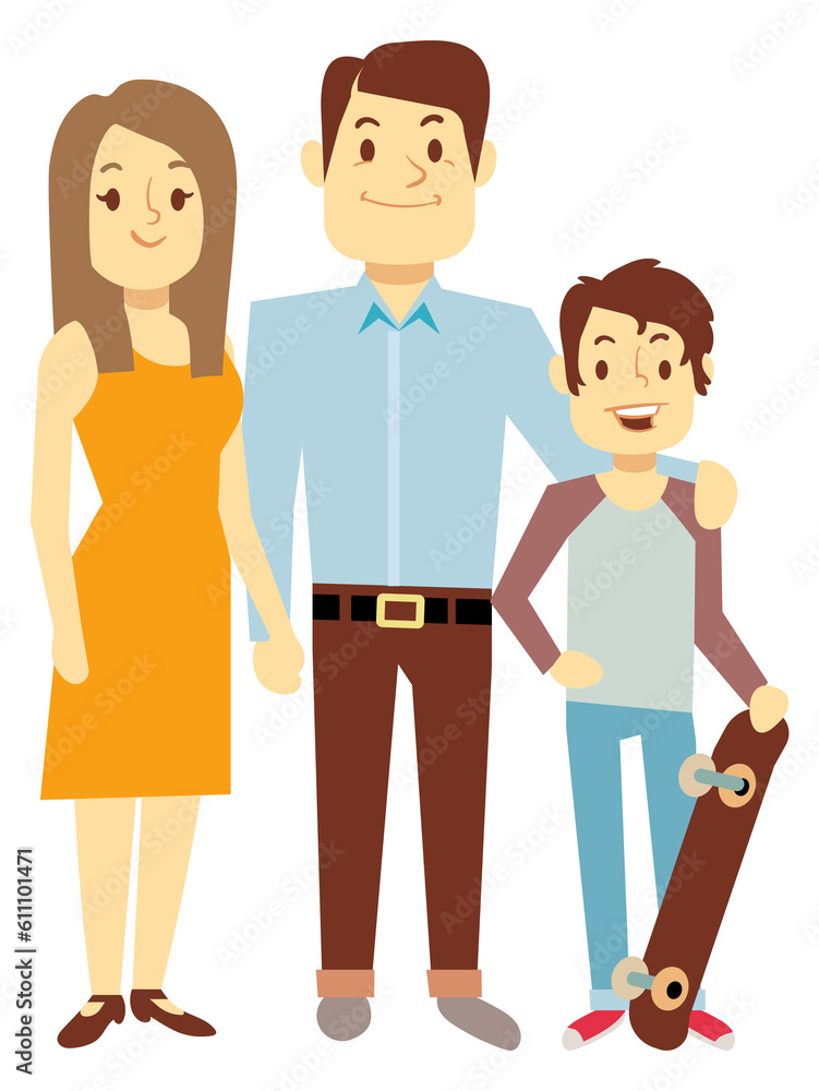 Mother and father with son standing. Happy family portrait Mother and father with son standing. Happy family portrait