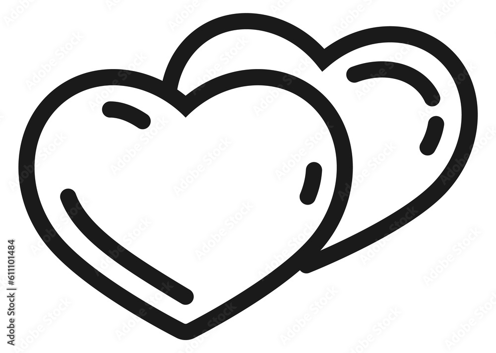 Heart pair icon. Line couple love symbol Heart pair icon. Line couple love symbol