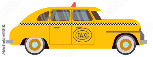 Yellow taxi cab icon. Cartoon passenger service car