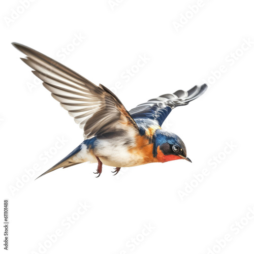 an Elegant, Barn Swallow, in flight, Nature-themed, photorealistic illustrations in a PNG, cutout, and isolated. Generative AI