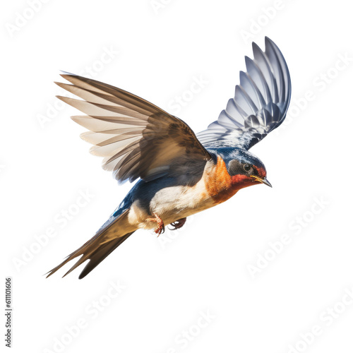 an Elegant, Barn Swallow, in flight, Nature-themed, photorealistic illustrations in a PNG, cutout, and isolated. Generative AI