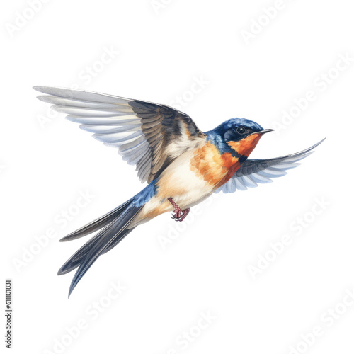 an Elegant  Barn Swallow  in flight  Nature-themed  photorealistic illustrations in a PNG  cutout  and isolated. Generative AI