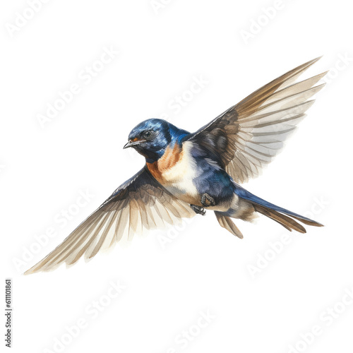 an Elegant, Barn Swallow, in flight, Nature-themed, photorealistic illustrations in a PNG, cutout, and isolated. Generative AI