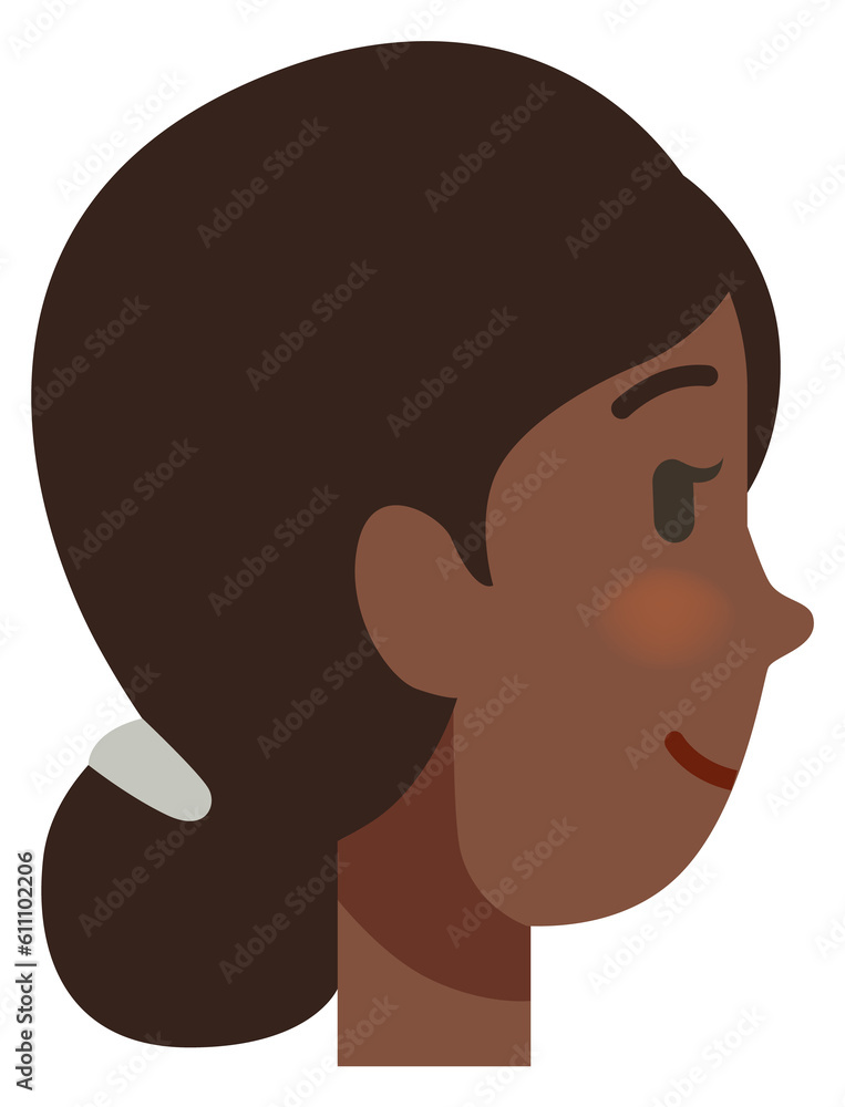 Young woman head side view. Black person portrait Young woman head side view. Black person portrait