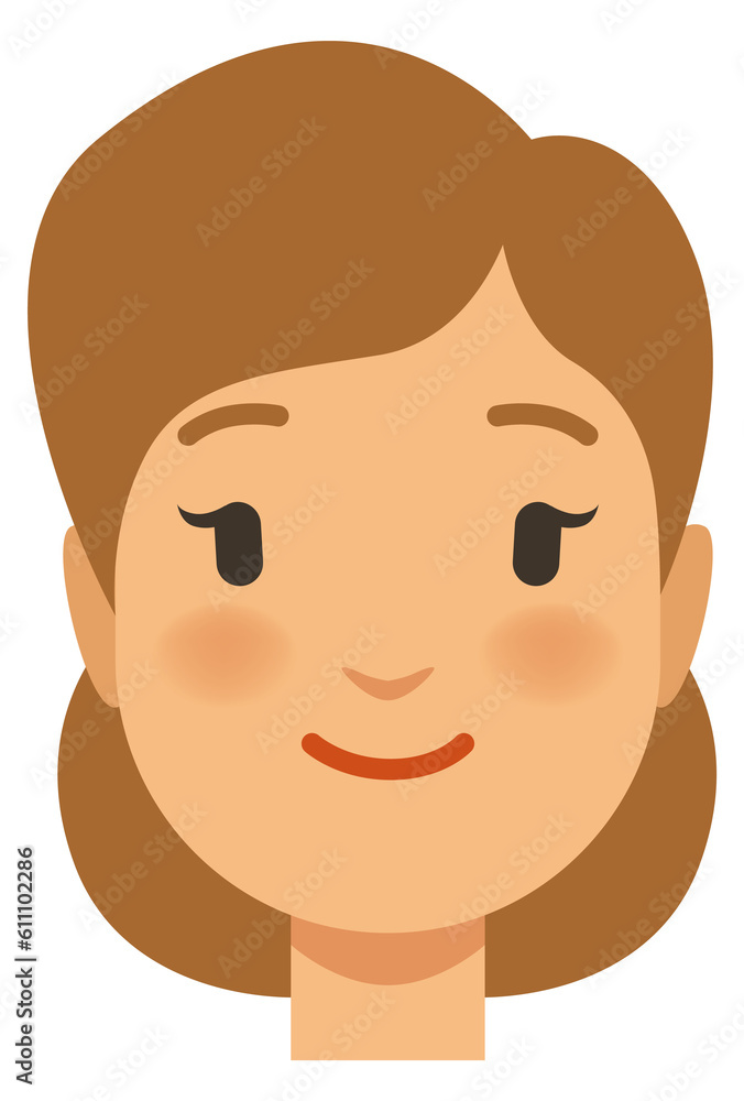 Brown hair girl avatar. Pretty young woman