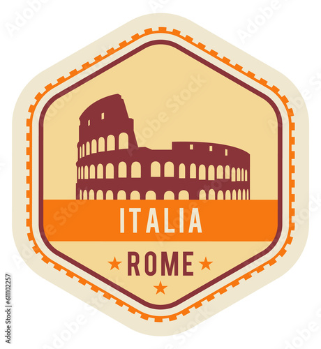 Photography Italia postmark. International travel label. Postal stamp