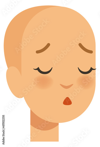 Sleeping female head. Hairless portrait with closed eyes