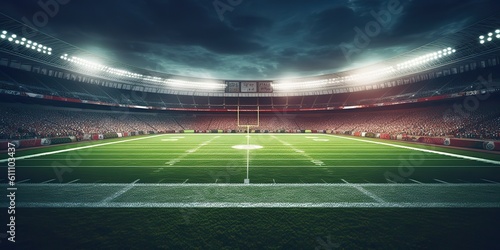 AI Generated. AI Generative. American football rugby arena stadium competition tournament. Fit game sport inspirational vibe. Graphic Art © AkimD