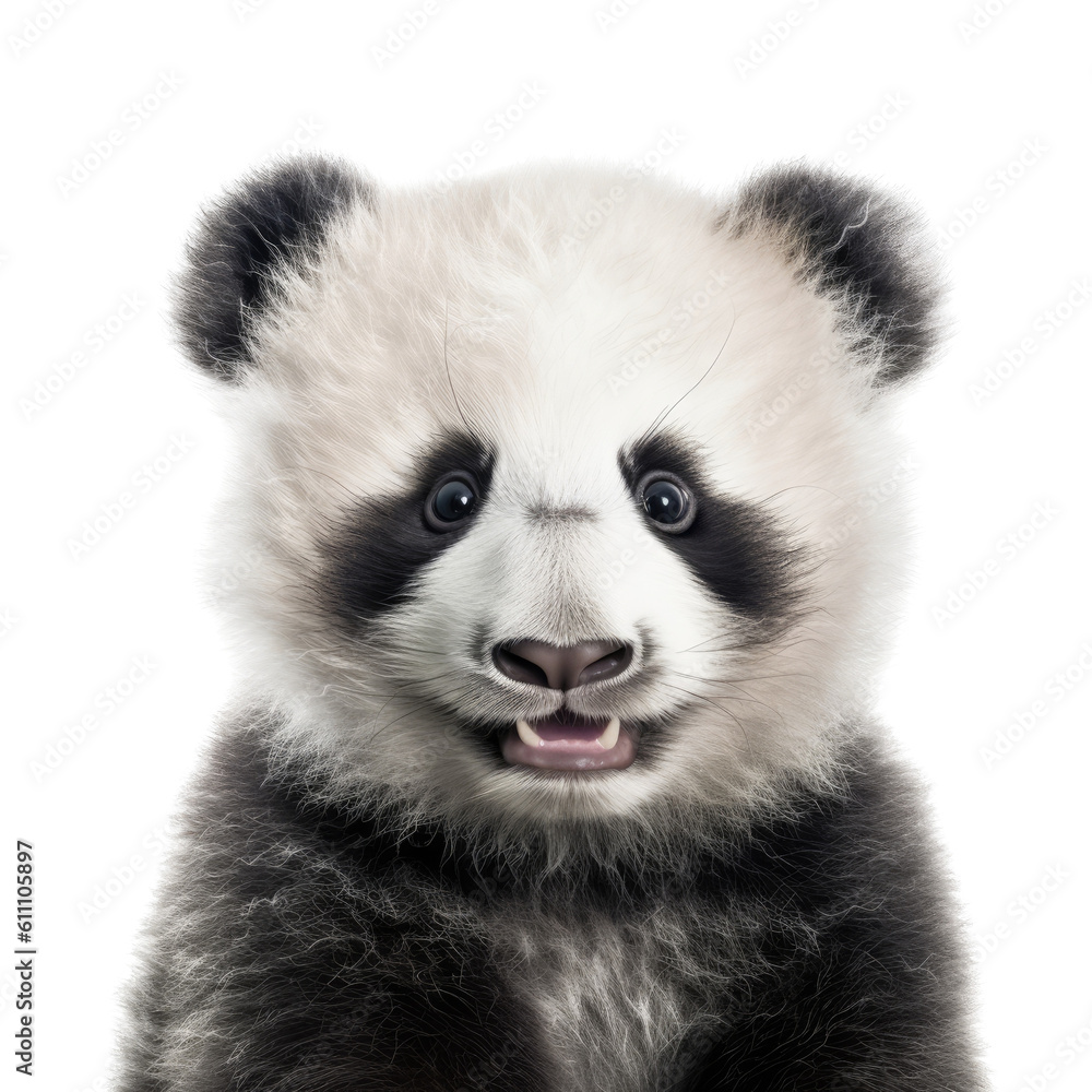 a cute Giant panda bear cub portrait, with happy dispositions, healthy-looking, best friend, Wildlife-themed, cutout, isolated, photorealistic illustrations in a PNG. Generative AI a cute Giant panda bear cub portrait, with happy dispositions, healthy-looking, best friend, Wildlife-themed, cutout, isolated, photorealistic illustrations in a PNG. Generative AI