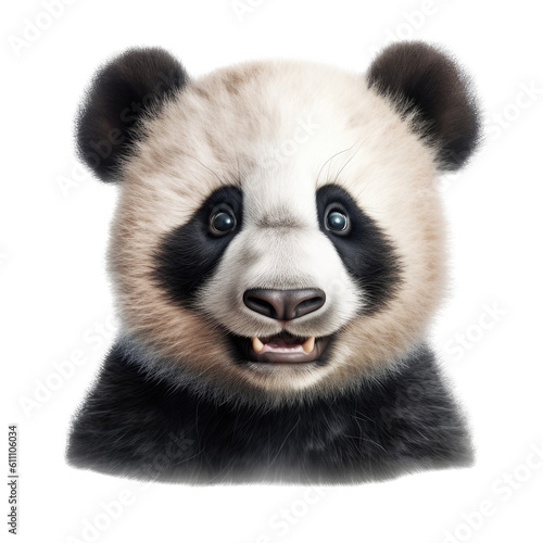 a cute Giant panda bear cub portrait  with happy dispositions  healthy-looking  best friend  Wildlife-themed  cutout  isolated  photorealistic illustrations in a PNG. Generative AI