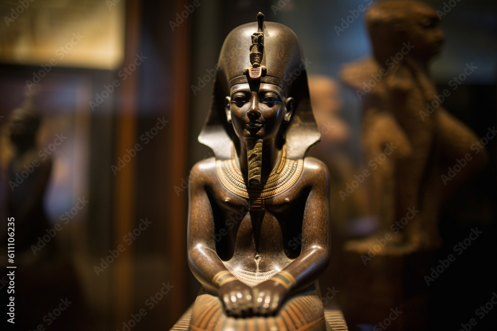 Impressive stone statue of an egyptian king. Ai generated Impressive stone statue of an egyptian king. Ai generated