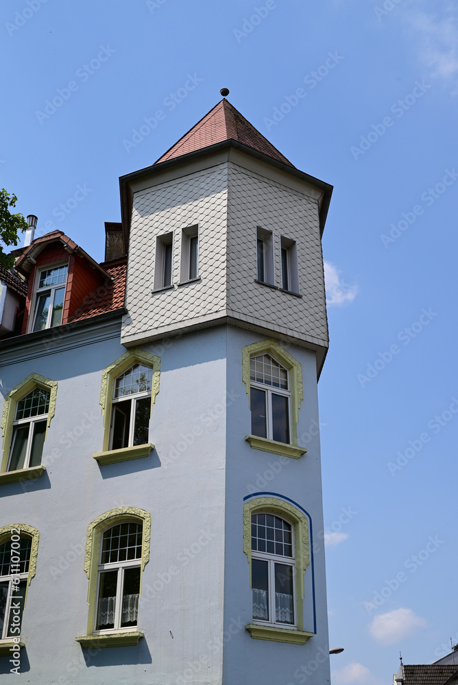 fassade eines alten hauses in beyenburg wuppertal, deutschland