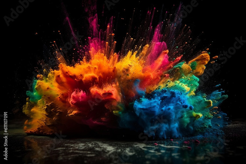 Creative powder splash of color. Ai generated