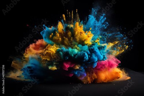 Creative powder splash of color. Ai generated