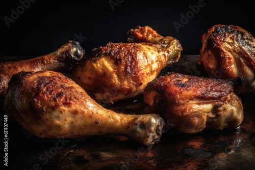 Roasted chicken on the grill, generative ai