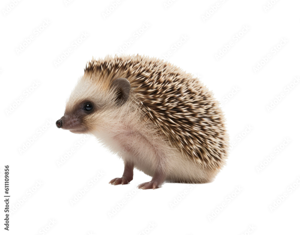 Obraz premium a cute Hedgehog, with a happy disposition, healthy-looking, best friend, Pet-themed, cutout, isolated, photorealistic illustrations in a PNG. Generative AI