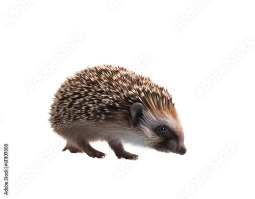 a cute Hedgehog, with a happy disposition, healthy-looking, best friend, Pet-themed, cutout, isolated, photorealistic illustrations in a PNG. Generative AI