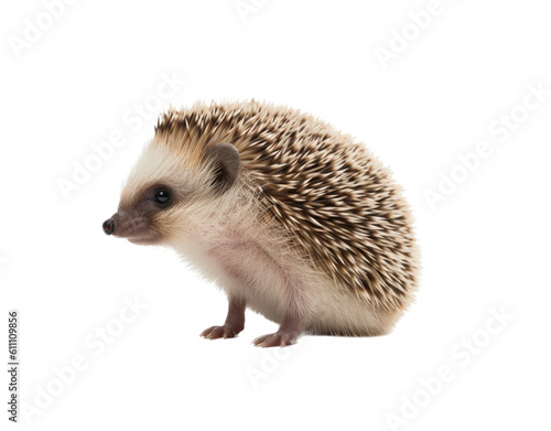 a cute Hedgehog, with a happy disposition, healthy-looking, best friend, Pet-themed, cutout, isolated, photorealistic illustrations in a PNG. Generative AI