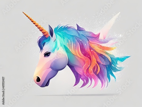 detailed illustration face unicorn on a white background. ai generative