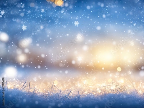 christmas background on snowy field in winter. ai generative © Ольга Лукьяненко