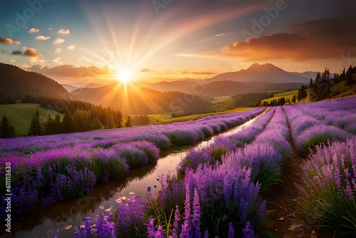 lavender field at sunrise