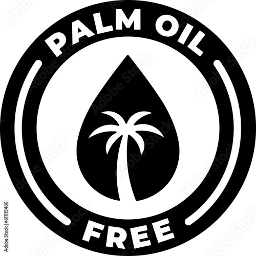 Palm oil free circle black and white icon label on transparent background