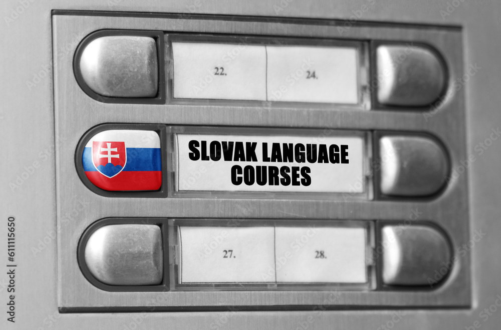 On the intercom there is a button with the flag of Slovakia and the inscription - Slovak language courses