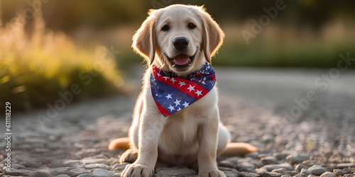 Patriotic Puppy Celebrating 4th of July