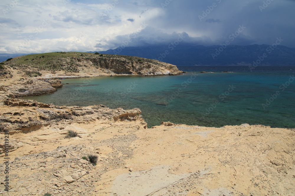Stony wild Kastelina beach on the island of Rab in Croatia Stony wild Kastelina beach on the island of Rab in Croatia