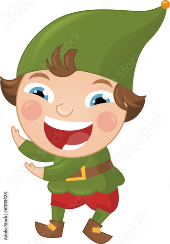 cartoon scene with colorful happy cheerful dwarf isolated illustration for children
