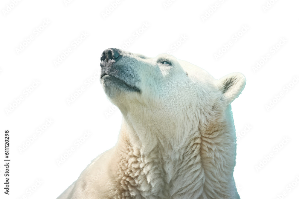 Obraz premium a majestic Polar bear portrait, Wildlife-themed, photorealistic illustrations in a PNG, cutout, and isolated. Generative AI