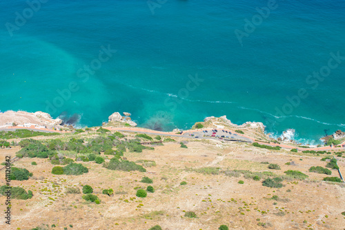 Aerial view of Gibraltar, Algeciras Bay and La Linea de la Concepcion from the Upper Rock. View on coastal city from above