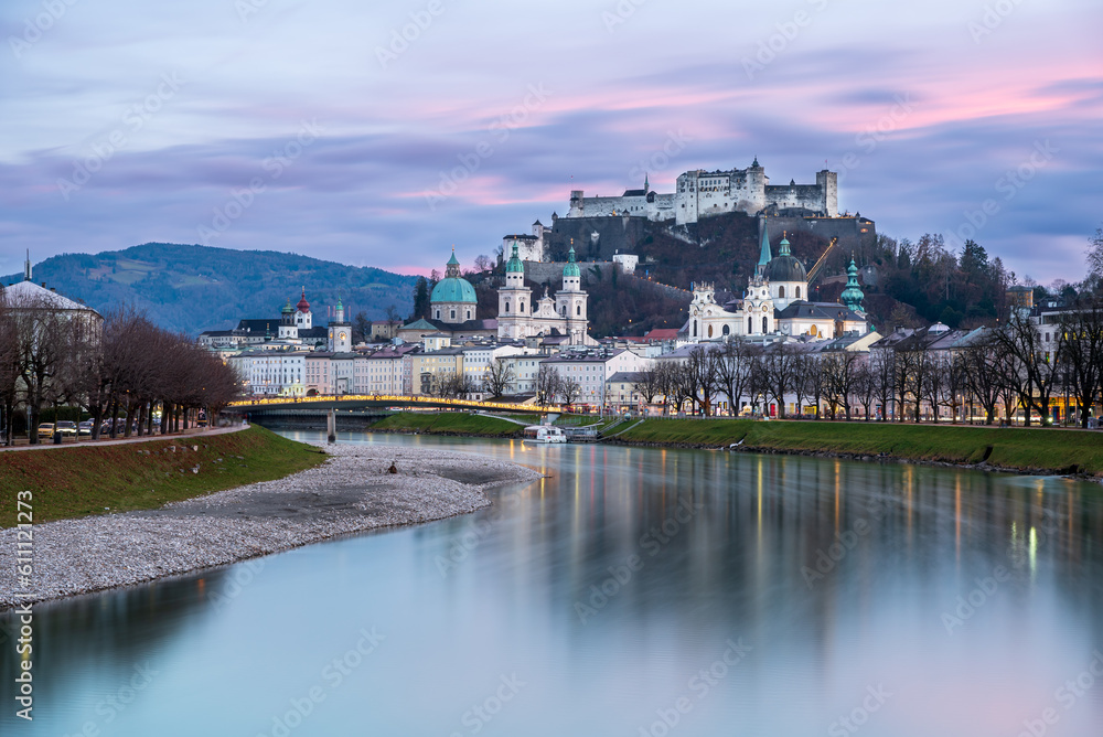 Beautiful Salzburg City, Sunset Cityscape