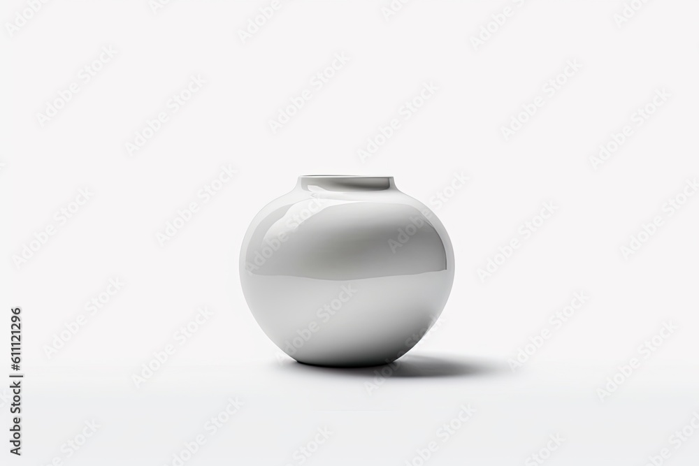 Ceramic vase in white, isolated on a white background. Generative AI Ceramic vase in white, isolated on a white background. Generative AI