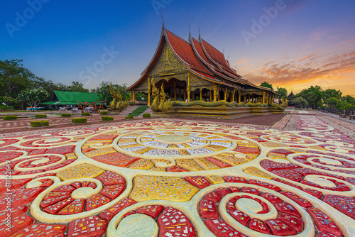 Amazing Temple Sirindhorn Wararam Phuproud in Ubon Ratchathani Province at twilight time,Thailand © banjongseal324