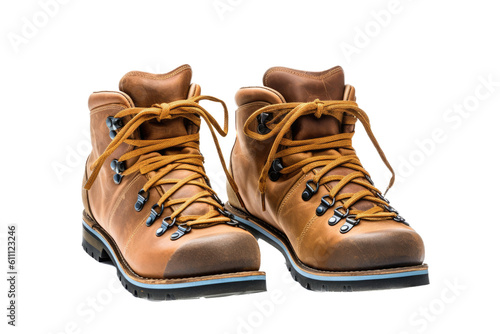 a pair of Hiking boots, adventure, camping, hiking the great outdoors, Recreation-themed, photorealistic illustrations in a PNG, cutout, and isolated. Generative AI