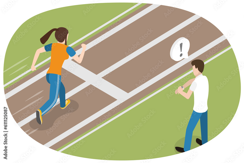 Fototapeta premium 3D Isometric Flat Conceptual Illustration of Runing Athlete