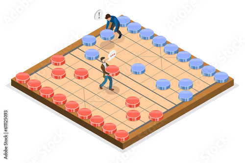 3D Isometric Flat  Conceptual Illustration of Xiangqi photo