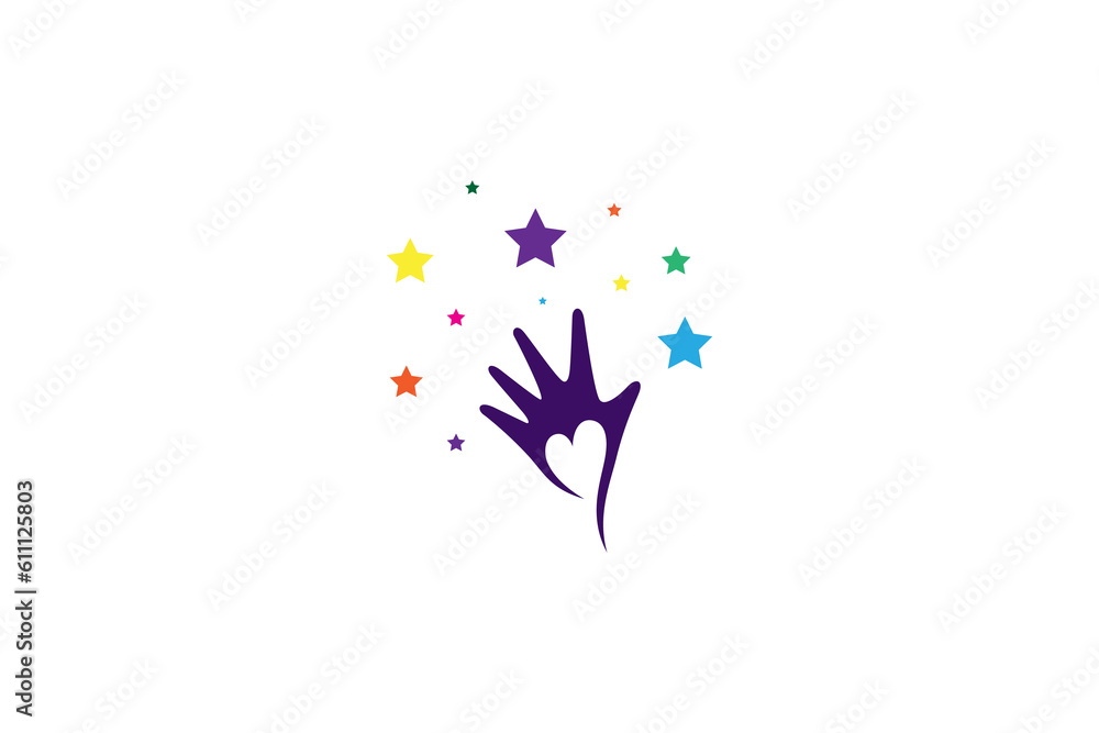 creative logo concept of love hand reach dream with star decoration creative logo concept of love hand reach dream with star decoration