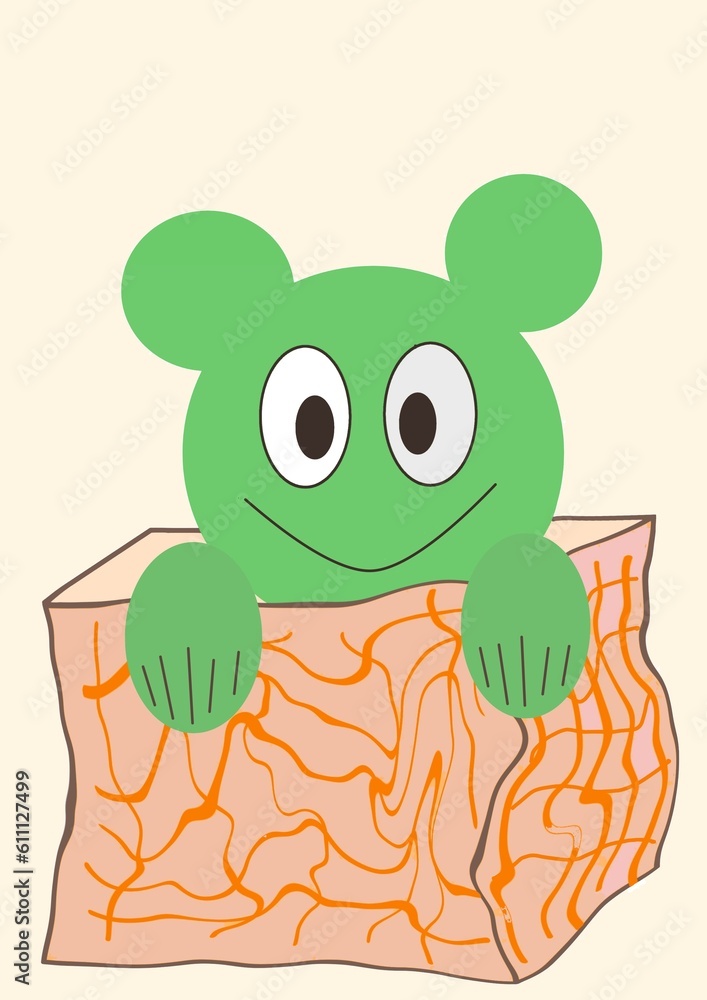 Obraz premium drawn positive cartoon character peeking out of the package