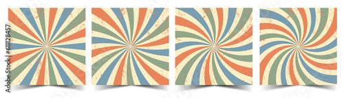 4 sunburst backgrounds in vintage, old, and retro styles. Vector illustration