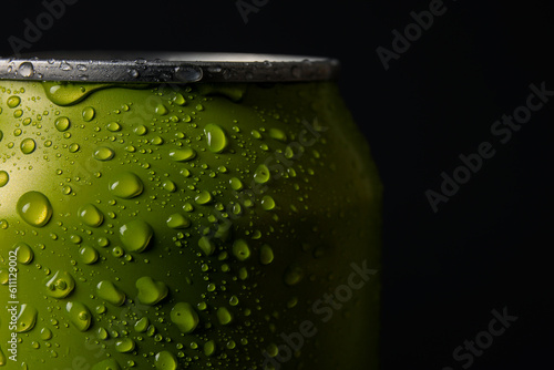 Green can of fresh soda wit...