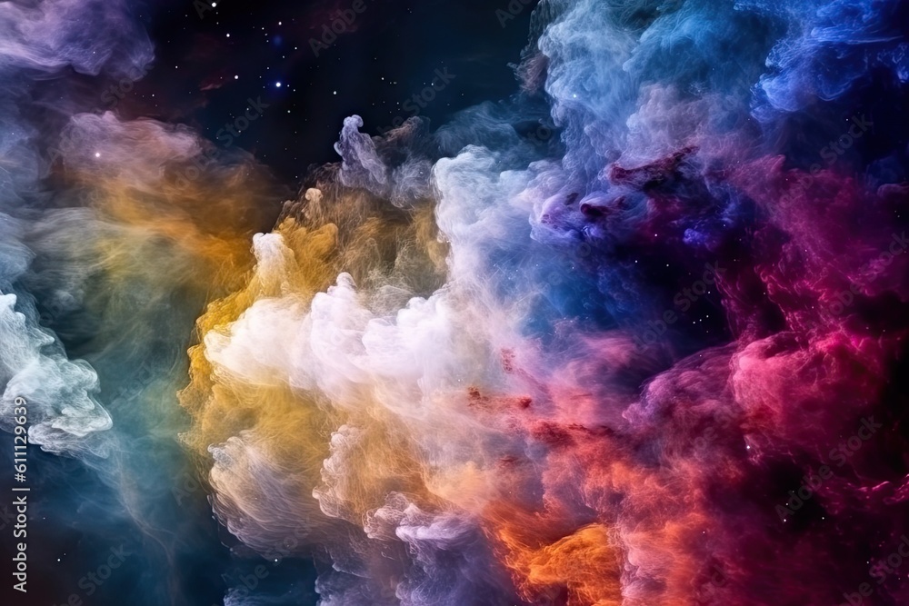 Cosmic space and stars, color cosmic abstract background. Colorful space galaxy and cloud nebula, AI Generated