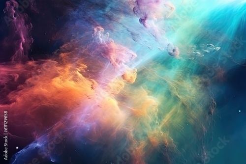 abstract space background with stars and nebula. 3d rendering, Colorful space galaxy and cloud nebula, AI Generated