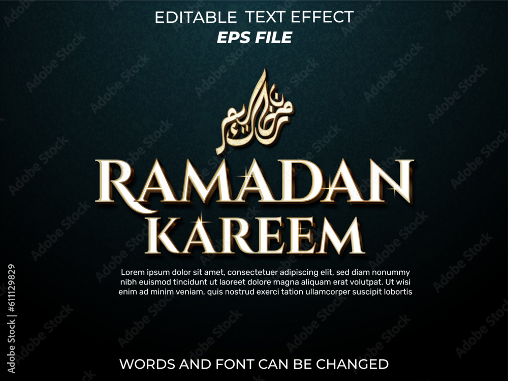 Obraz premium ramadan text effect, font editable, typography, 3d text. vector template